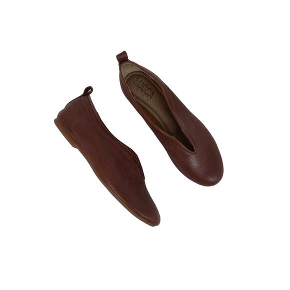 Lucca Lane Bayla Brown Leather Casual Slip On Flats Shoes US Women's 6M - Picture 1 of 10